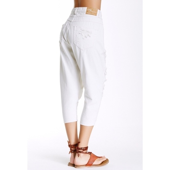 One Teaspoon Eagles Drop Crotch Cropped Jeans 24 - Picture 2 of 9